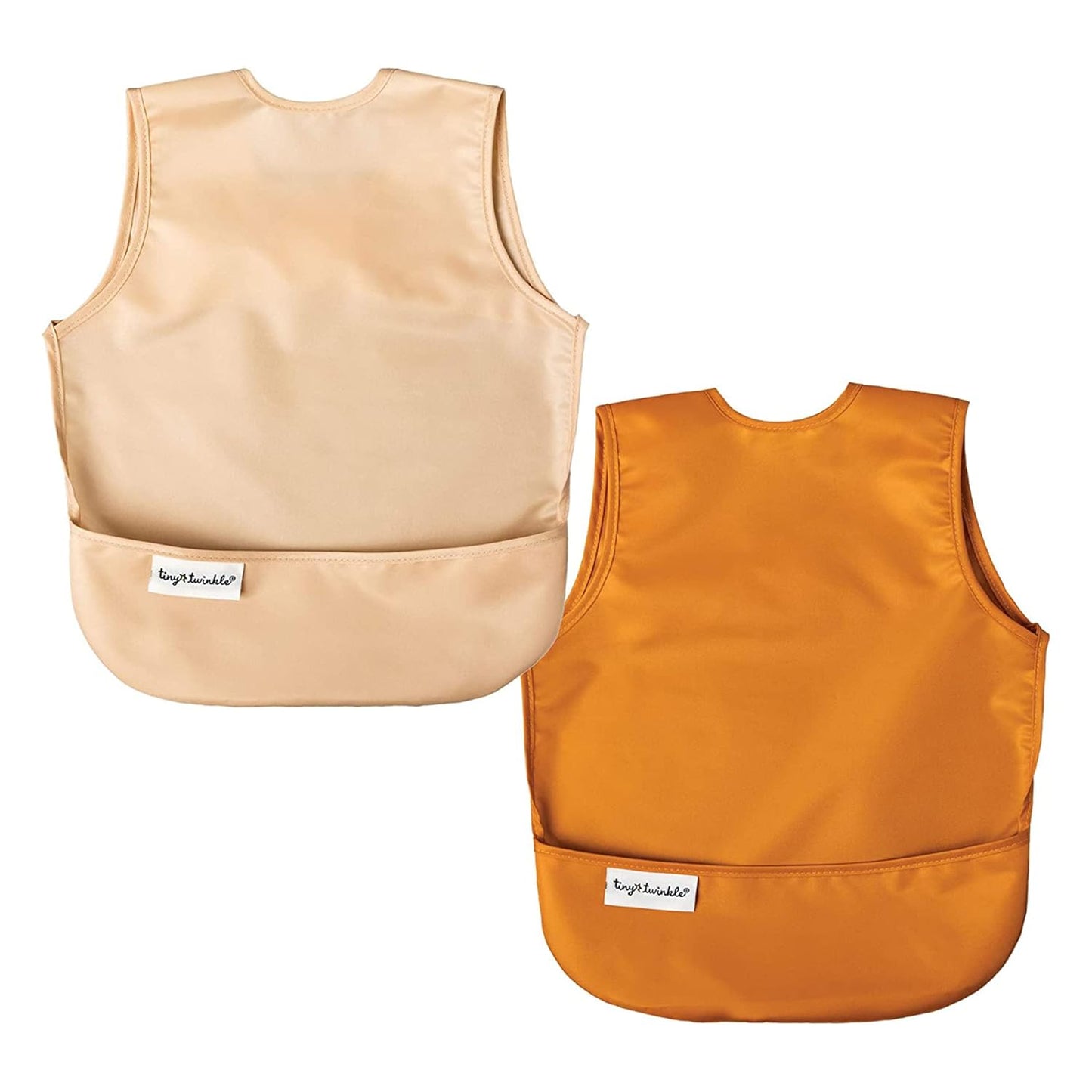 Tiny Twinkle Mess Proof Apron Bibs - 2 Pack Waterproof & Lightweight Baby Bibs for Led Weaning |