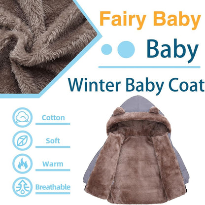Fairy Baby Infant Baby Winter Coat Cute Teddy Bear Hooded Jacket Warm Fleece Outerwear Windproof