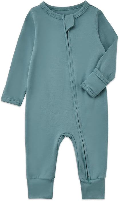 Aablexema 3-Pack Organic Cotton Baby Footless Pajamas with Mitten Cuffs, 2-Way Zipper Romper