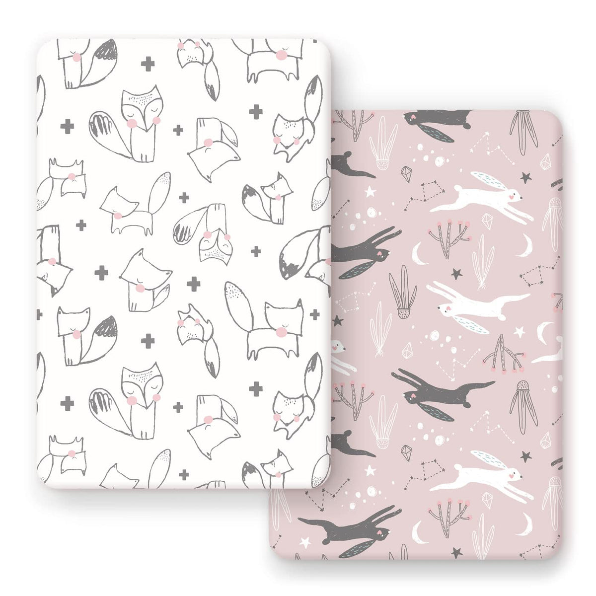 GRSSDER Stretchy Ultra Soft Jersey Knit Pack n Play Sheets Set 2 Pack, Portable/Mini Cribs Playard