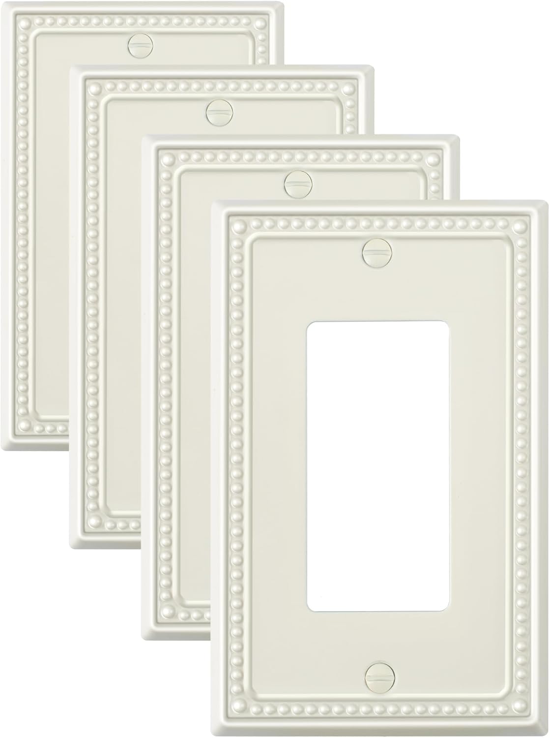 4-Pack Decorator Outlet Cover Plate, Decorative Switch Plates and Outlet Covers, Light Almond Metal