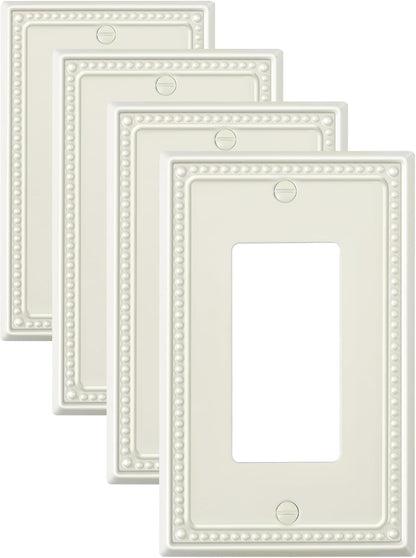 4-Pack Decorator Outlet Cover Plate, Decorative Switch Plates and Outlet Covers, Light Almond Metal