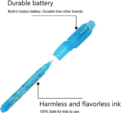 Invisible Ink Pen 24Pcs Spy Pen with UV Light Magic Marker Kid Pens for Secret Message and Birthday