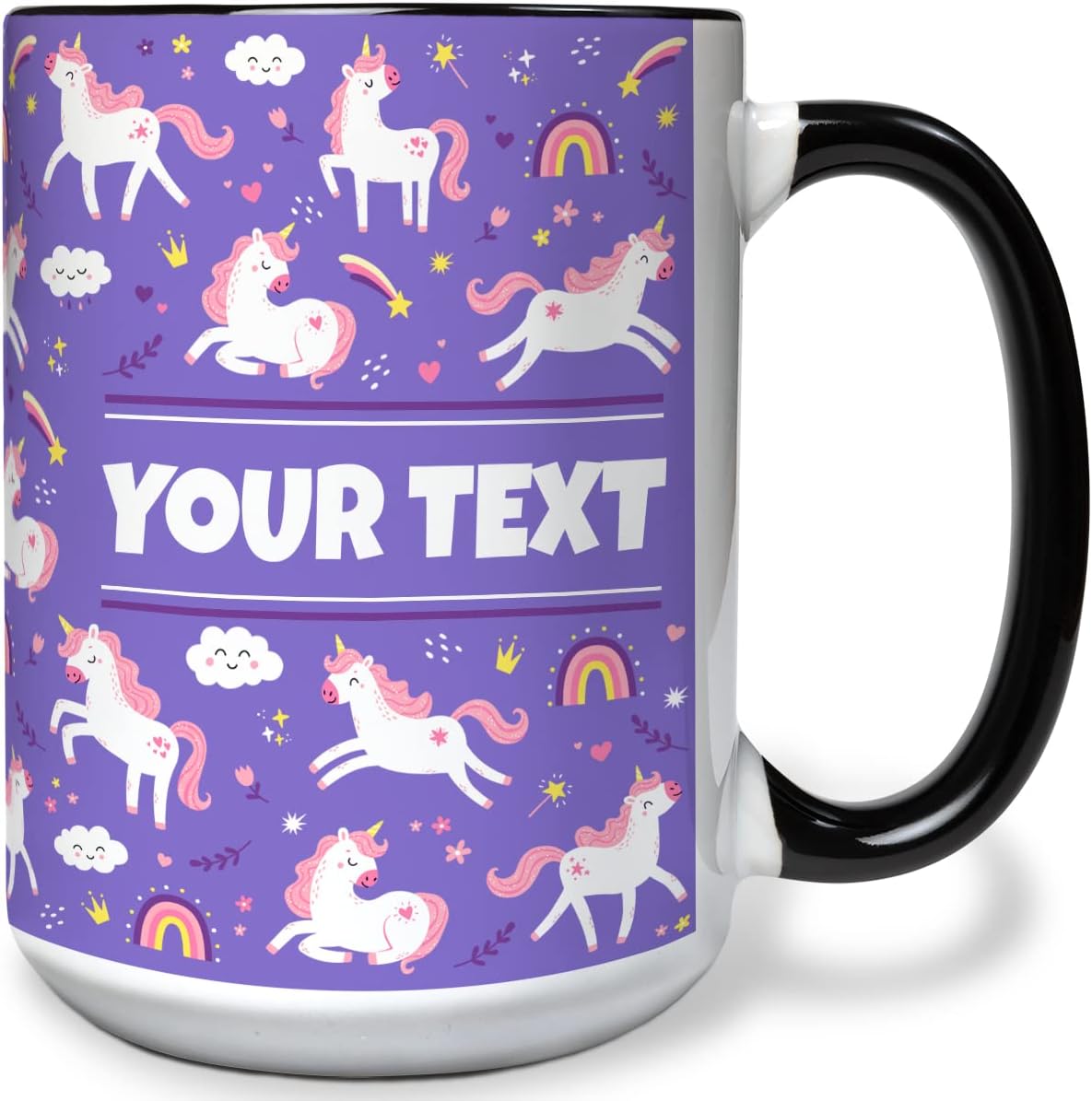 Personalized Mug for Kids - Purple Unicorn - Custom Name/Text, Ceramic Hot Chocolate/Cocoa/Coffee