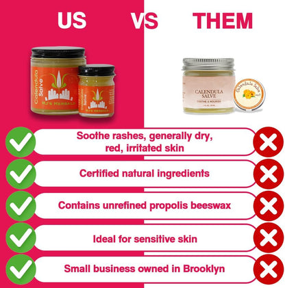 MJ's Herbals Calendula Salve - Skin Soothing Balm, Eczema Cream, Diaper Rash, Scars, Bug Bites