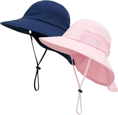 XIAOHAWANG Girls Sun Hat Baby Beach Hats Boys UPF 50+ Kids Summer Protection Cap Toddler Breathable