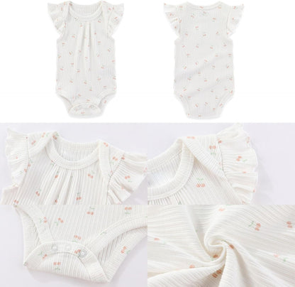 Four Seasons Baby Boy Girl Bodysuits 5-Pack Cotton Comfort Short Sleeve Baby Clothes Soft Infant