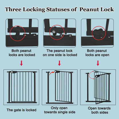 WAOWAO Triple Lock 49.21-66.54" Baby Gate Extra Wide Pressure Mounted Walk Through Swing Auto Close