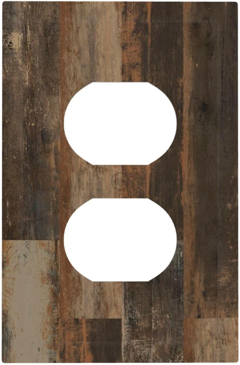 Rustic Brown Wood Grain Dark Oak Outlet Covers 1 Gang Duplex Light Switch Cover Decorative Switch