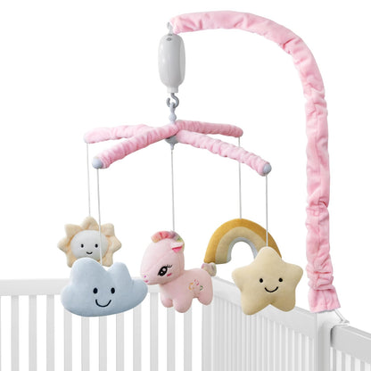 Feisike Crib Mobile for Girls - Baby Mobile for Crib with 35 Lullabies, 3 Modes Digital Musical