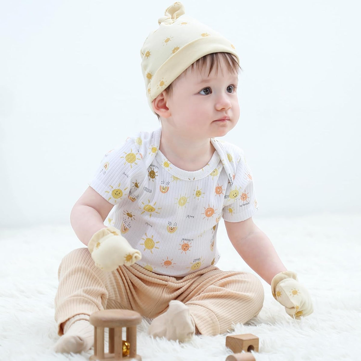 Baby Hats Mittens and Socks Set Cotton Newborn Hat Beanie Soft Infant Girls Boys Caps Gloves 0-6