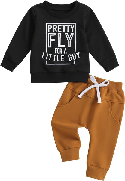 Baby Boy Clothes Fall 6 12 18 24 Months Football Long Sleeve Pullover Tops & Pant Sets Toddler