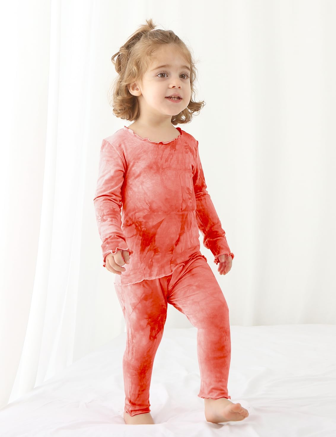 Jimonda Kids Soft Rayon From Bamboo Sleepwear Long Sleeve Boys Girls Pajama Outdoor 2-Piece