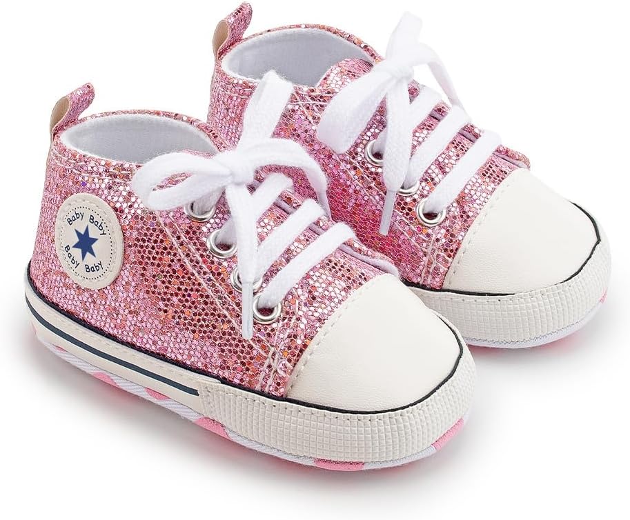 Unisex Baby Girls Boys Canvas High-top Shoes, Newborn Infant Anti-Slip Soft Sole Frist Walking