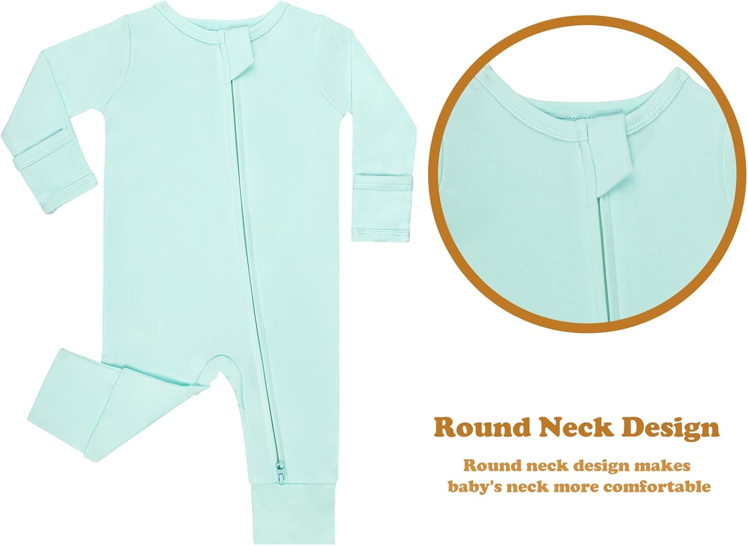 GUISBY Long Sleeve Cotton Pajamas Footless Baby Bodysuits with Zipper and Mittens 3-Pack for Boys