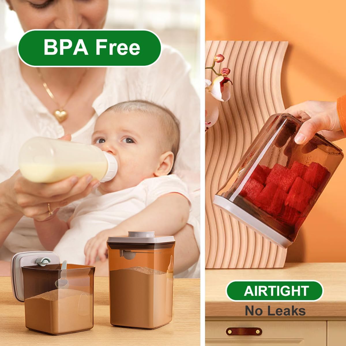 Ankou One-Push Formula Container, 2300ml Formula Dispenser with Scoop and Scraper, Milk Powder