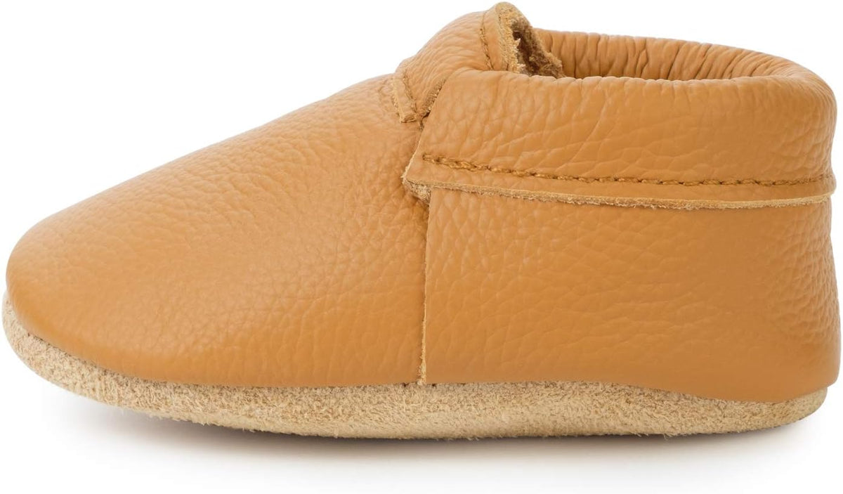 BirdRock Baby Fringeless Moccasins - Genuine Leather Boys and Girls Shoes for Newborns, Infants