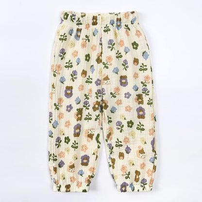 MYGBCPJS Baby Boys Girls Cotton Linen Trousers Kids Casual Ankle Pants Loose Long Bloomers