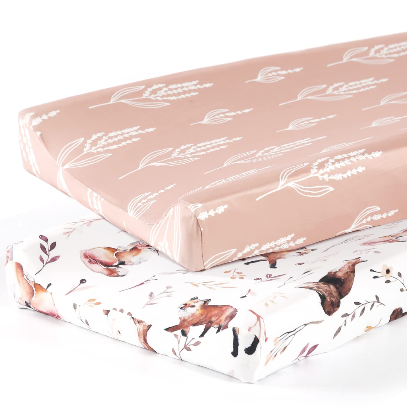 GRSSDER Stretch Ultra Soft Jersey Knit Changing Pad Cover Set 2 Pack, Change Table Pad Covers Fit