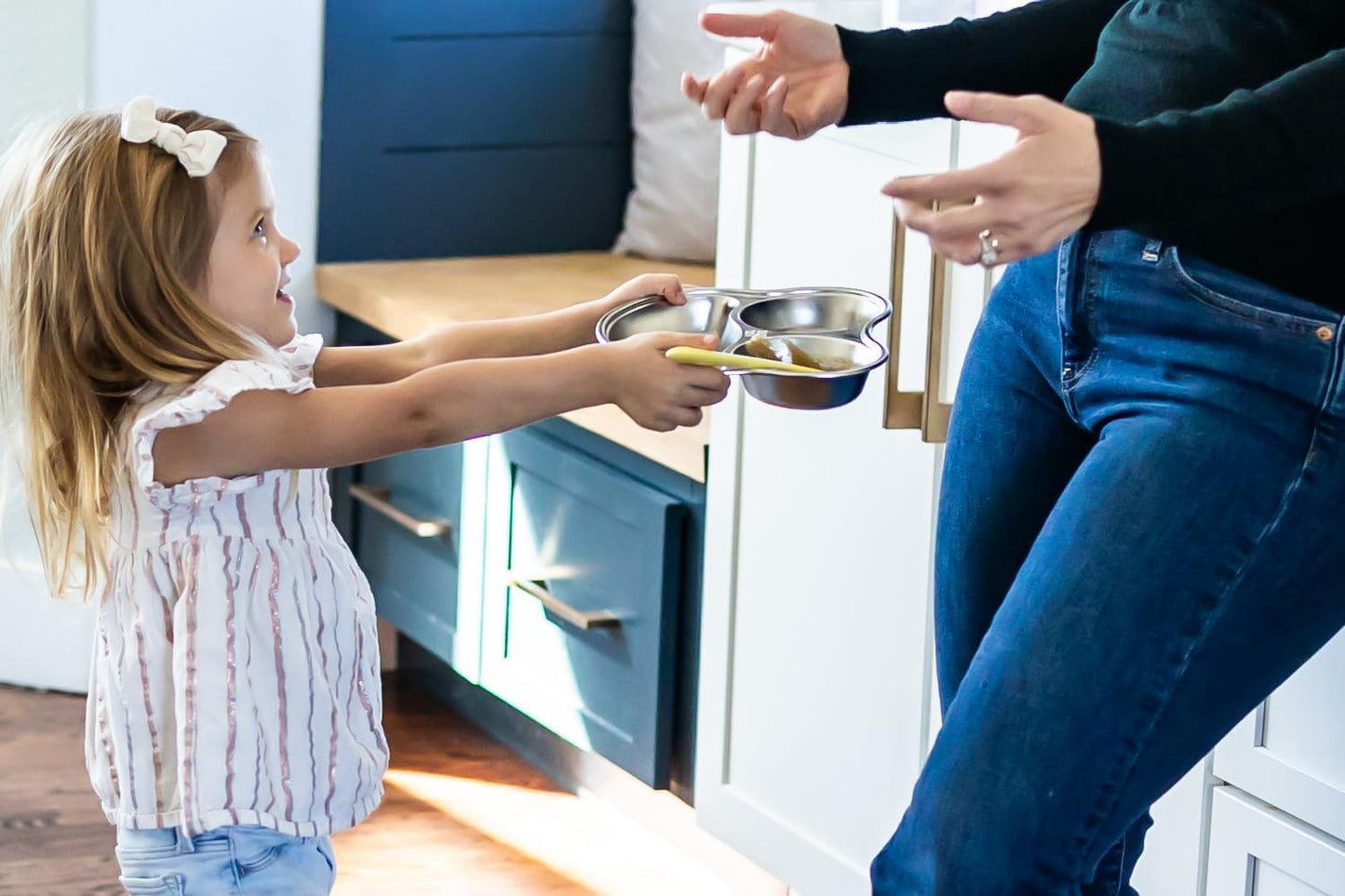 Stainless Steel Plates for Kids, Toddler Plate, Non Toxic Baby Dinnerware, BPA-Free Feeding Tray