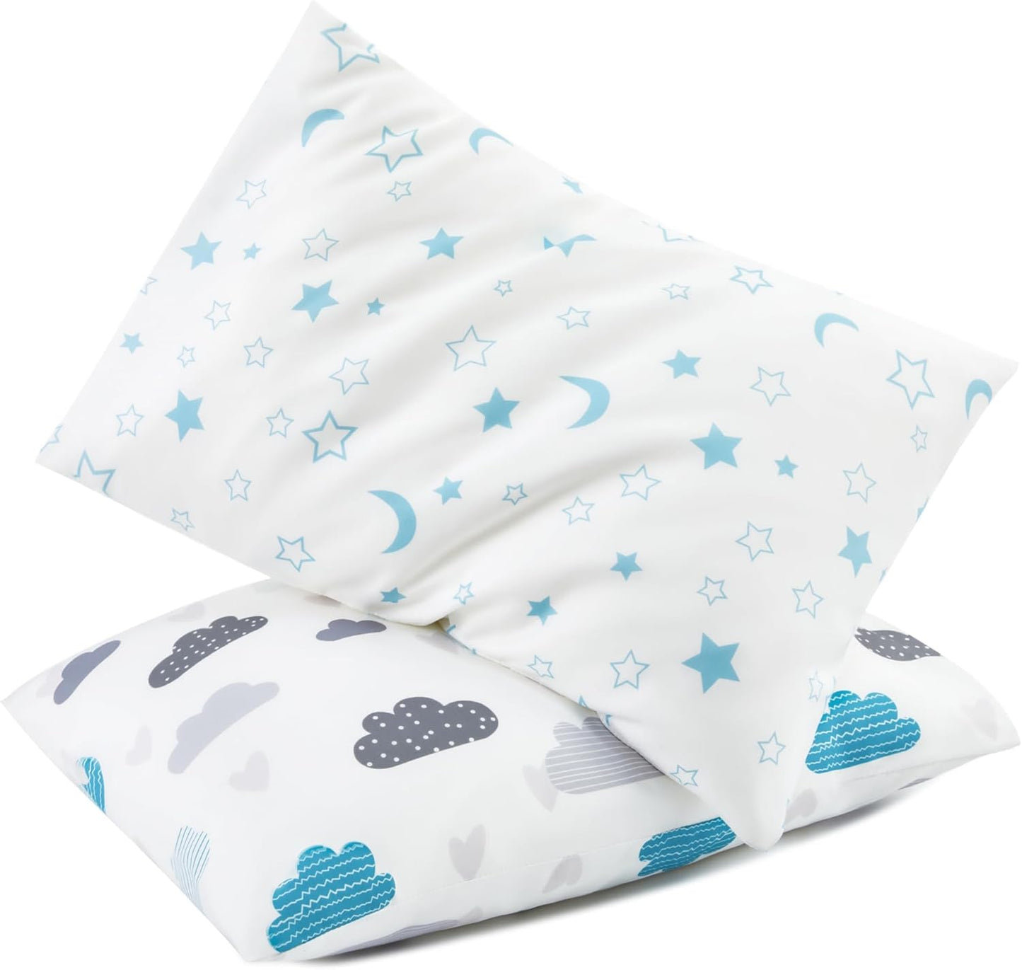 TILLYOU Toddler Pillowcase 2 Pack with Envelope Closure,Silky Soft Microfiber 13" x 18" Kids Travel