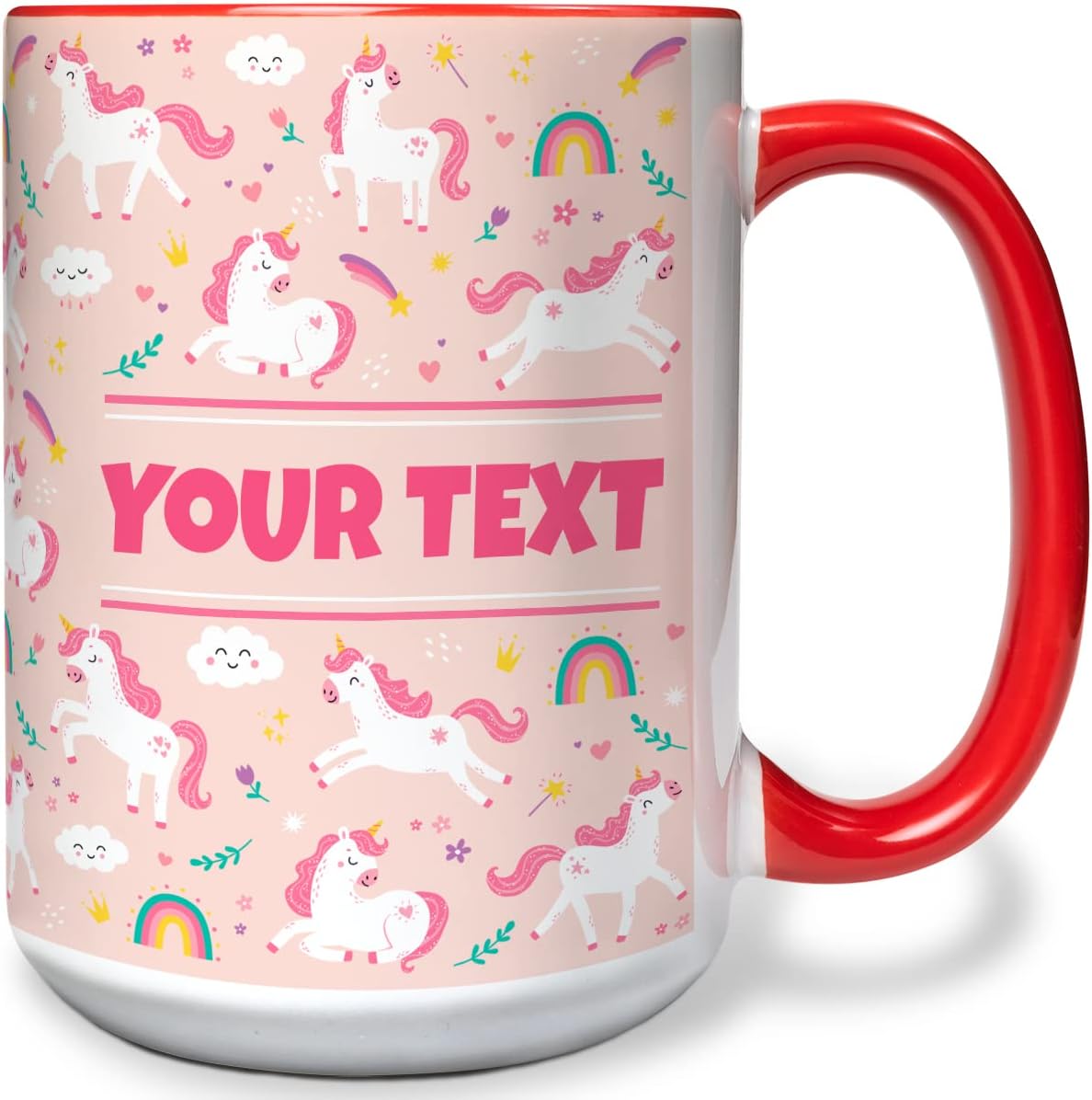 Personalized Mug for Kids - Pink Unicorn - Custom Name/Text, Ceramic Hot Chocolate/Cocoa/Coffee Cup