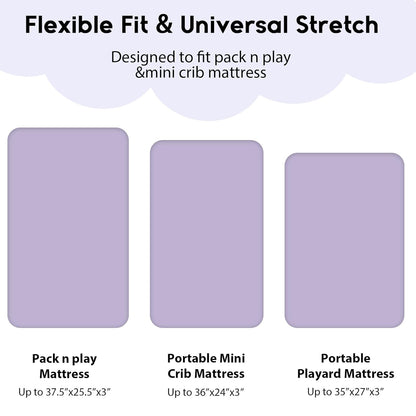Yoofoss Pack and Play Sheets Fitted, Mini Crib Sheets 2-Pack for Pack N Play Mattress, Stretchy