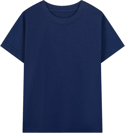 HILEELANG Kids Boy Basic Plain Cotton T-Shirts Short Sleeve Crew Neck Summer Tees 4packs 6-12 Years