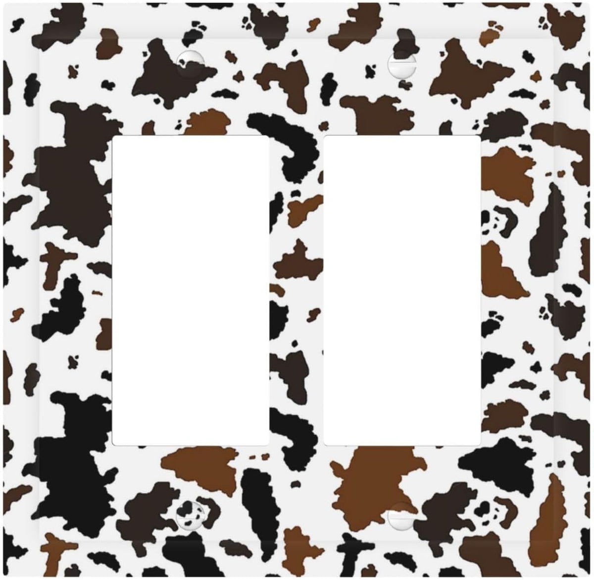 Decorative Outlet Covers Rustic Cowhide Highland Cow Milk Cow 2 Gang Double Gfci Rocker Electrical