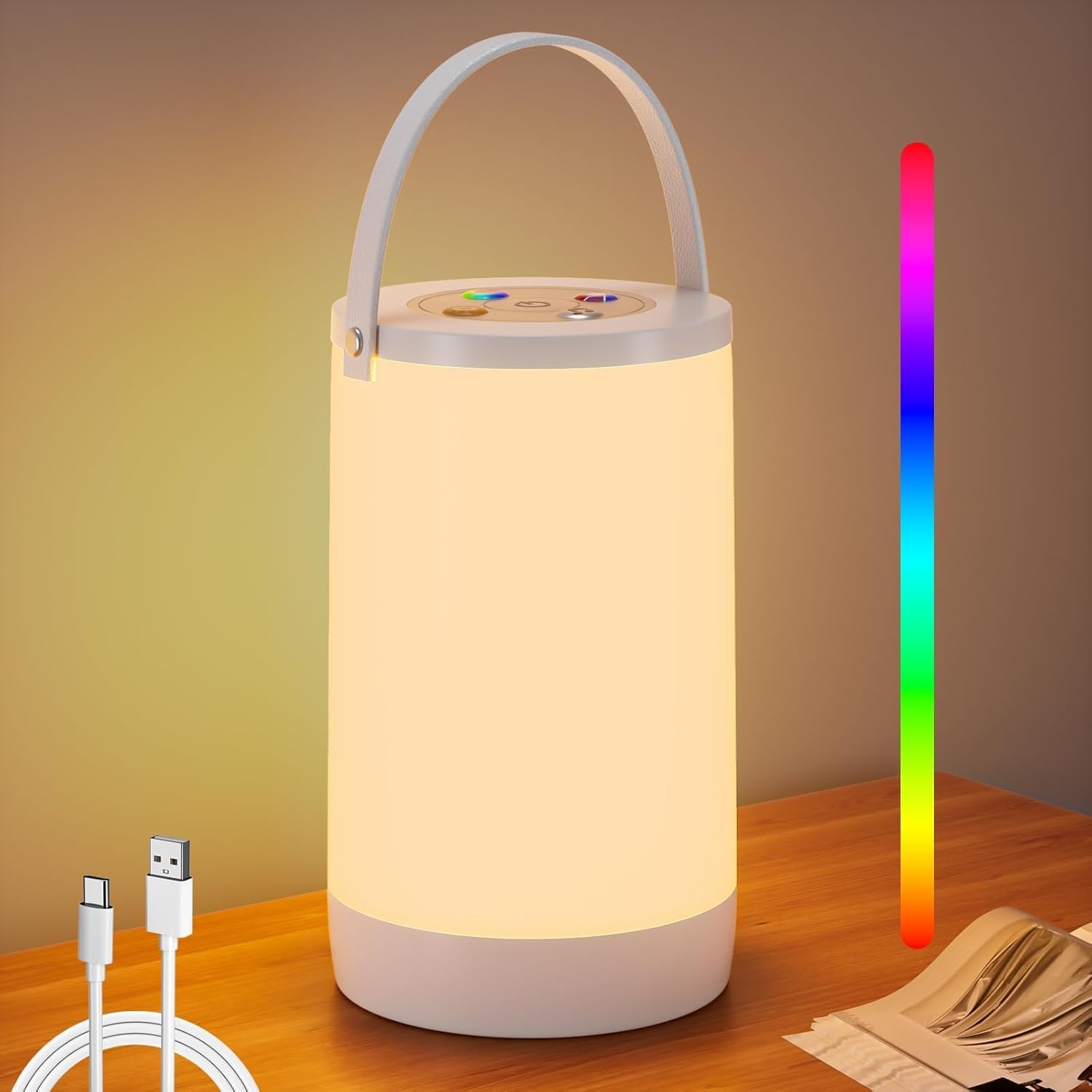 Night Light for Kids, Portable USB Night Lamp with 2200 mAh Battery, Bright Color Changing Light