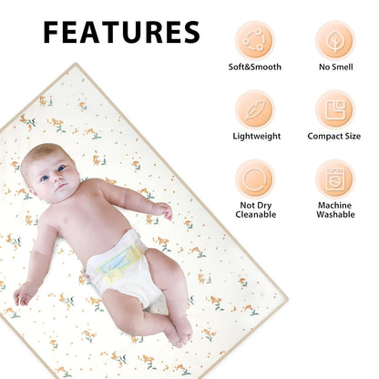 Vegan Leather Baby Changing Mat - Wipeable Portable Changing Pad, Foldable Travel Changing Mat for