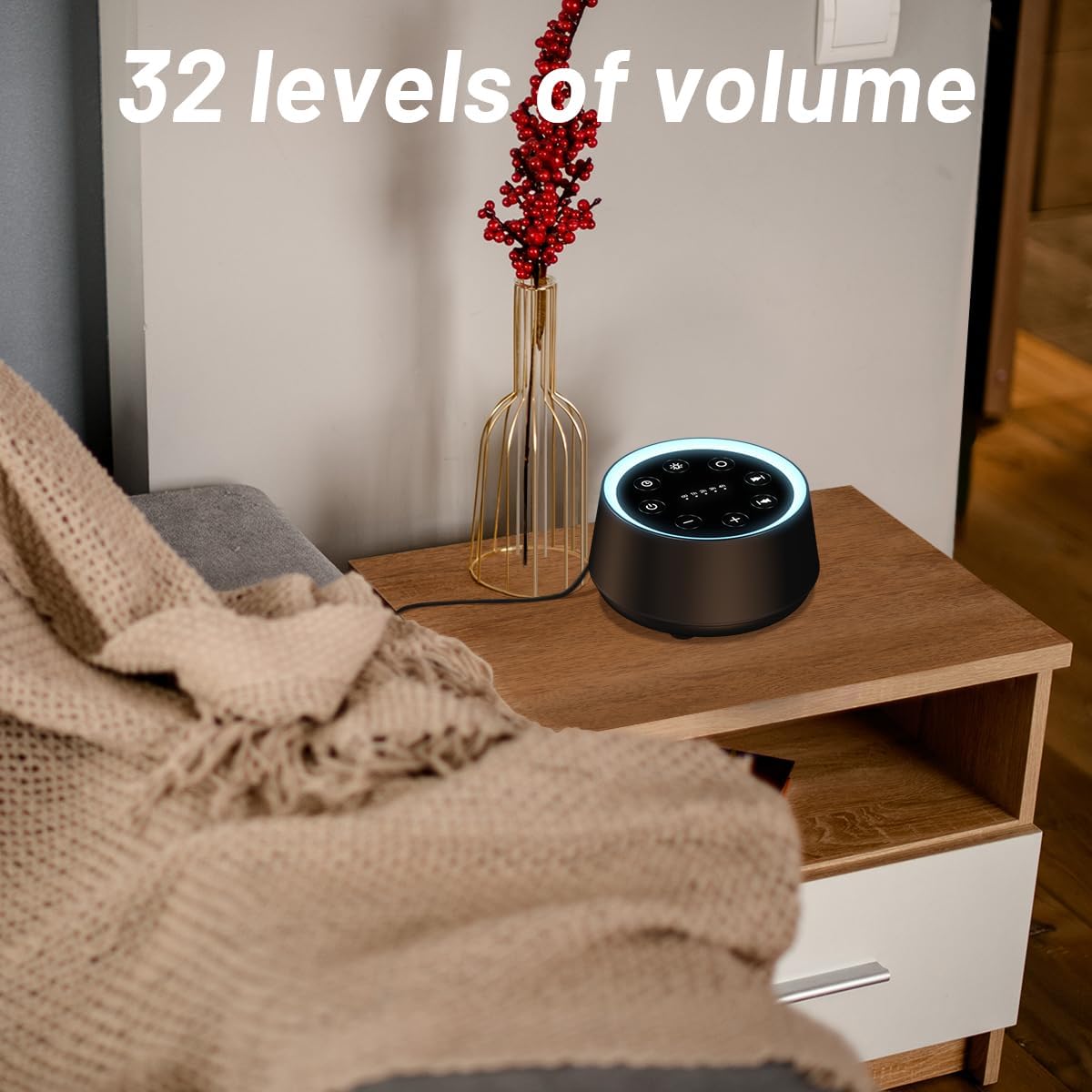 EasyHome Sleep Sound Machine White Noise Machines with 30 Soothing Sounds 12 Adjustable Night Light