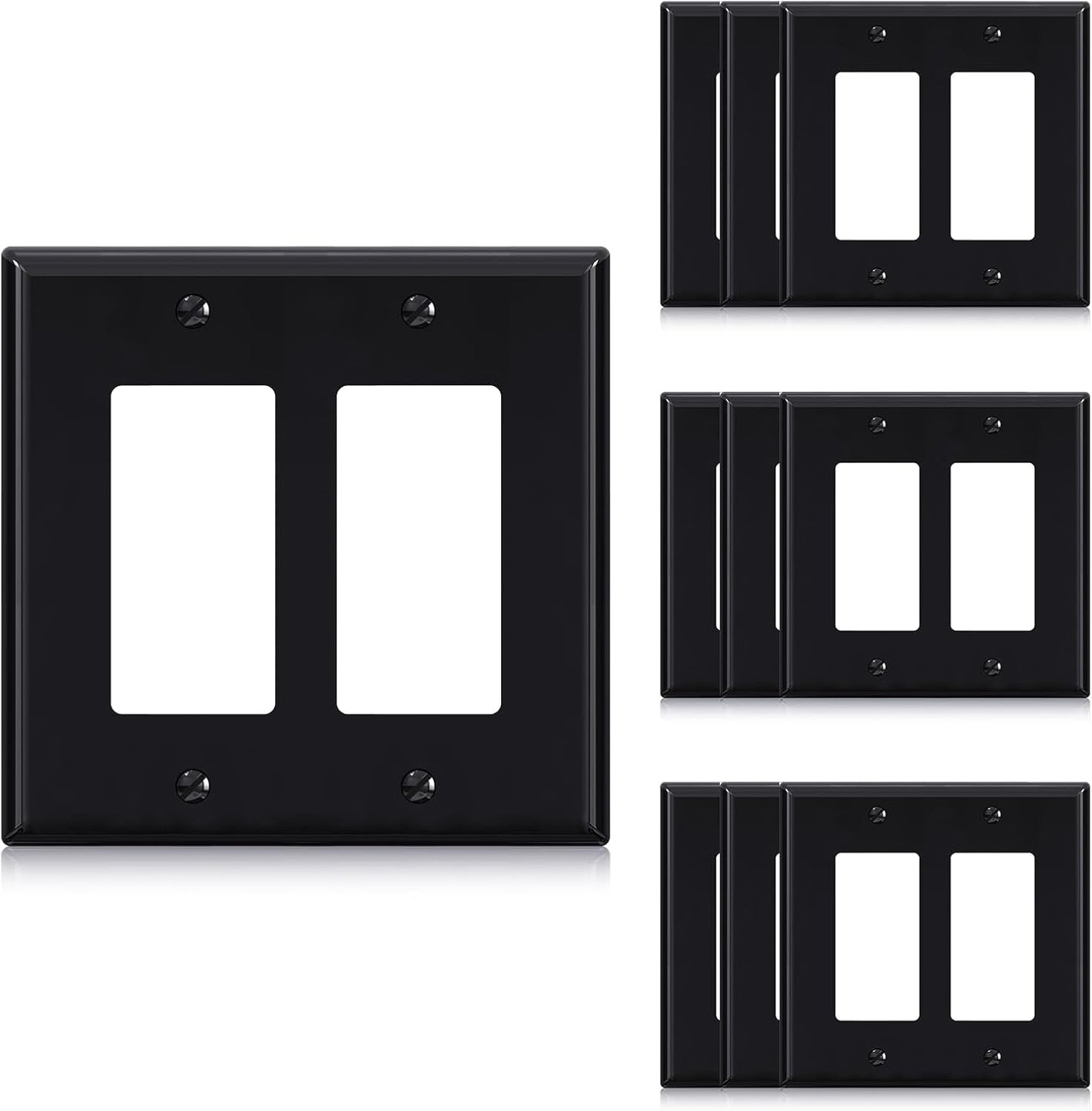 ELEGRP 2-Gang Decorative Wall Plates, Mid-Size 4.88" H x 4.94" L Unbreakable Thermoplastic