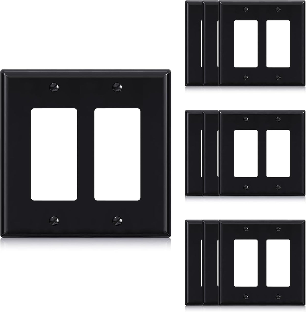ELEGRP 2-Gang Decorative Wall Plates, Mid-Size 4.88" H x 4.94" L Unbreakable Thermoplastic
