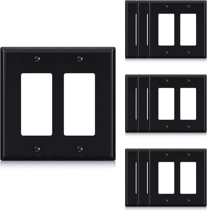 ELEGRP 2-Gang Decorative Wall Plates, Mid-Size 4.88" H x 4.94" L Unbreakable Thermoplastic