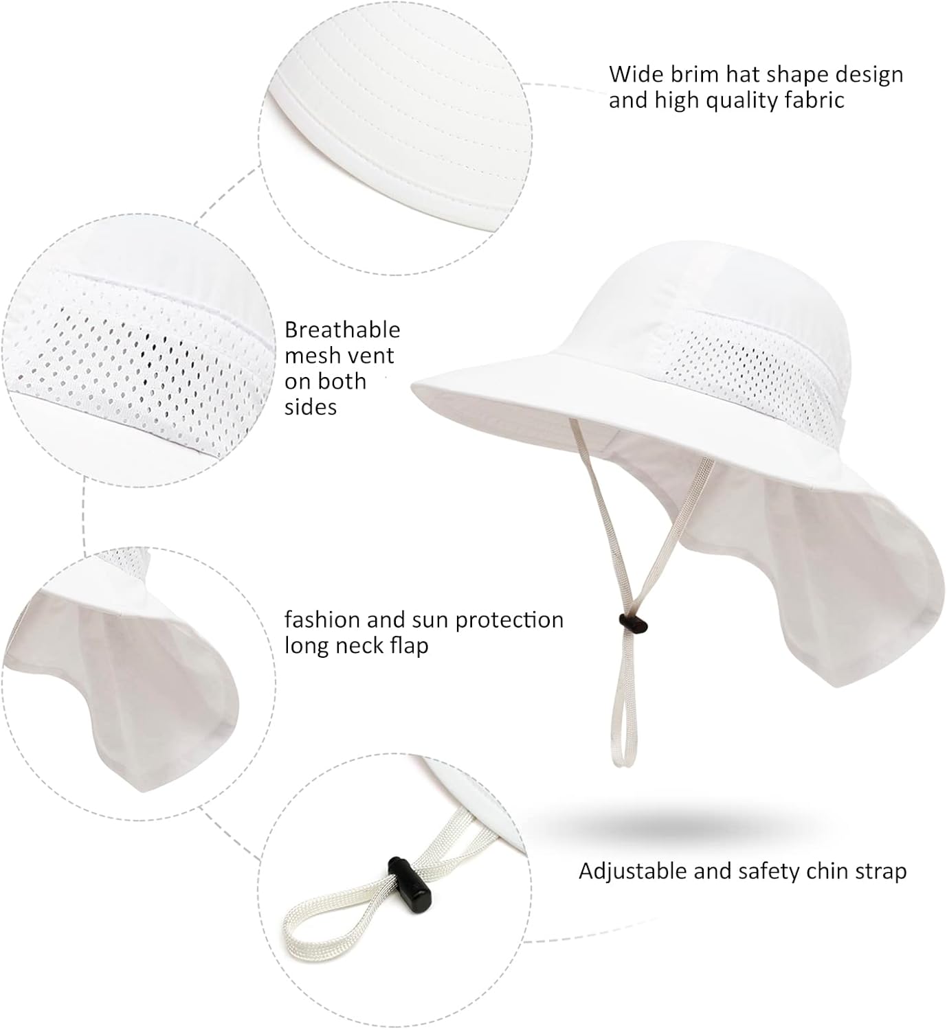 CHUNG Baby Sun Protection Hat Summer Toddler Adjustable UPF 50+ Wide Brim Neck Flap Beach Caps Boys