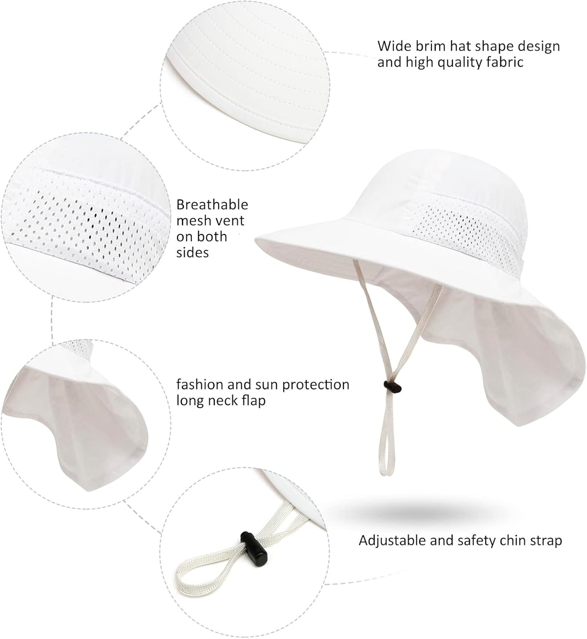 CHUNG Baby Sun Protection Hat Summer Toddler Adjustable UPF 50+ Wide Brim Neck Flap Beach Caps Boys
