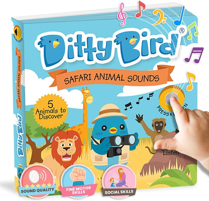 Ditty Bird Safari Book for Toddlers | Realistic Animal Sound Book | Interactive Safari Board Books