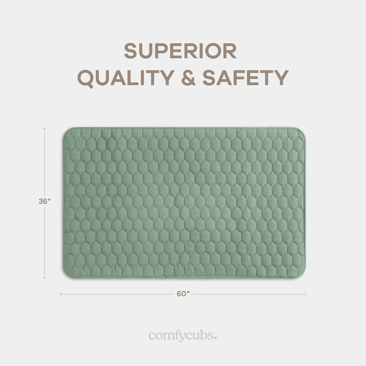 Comfy Cubs Rectangle Kids Play Mat - Small 36 x 60 inches Soft Quilted Baby Floor Mat with Non-Slip