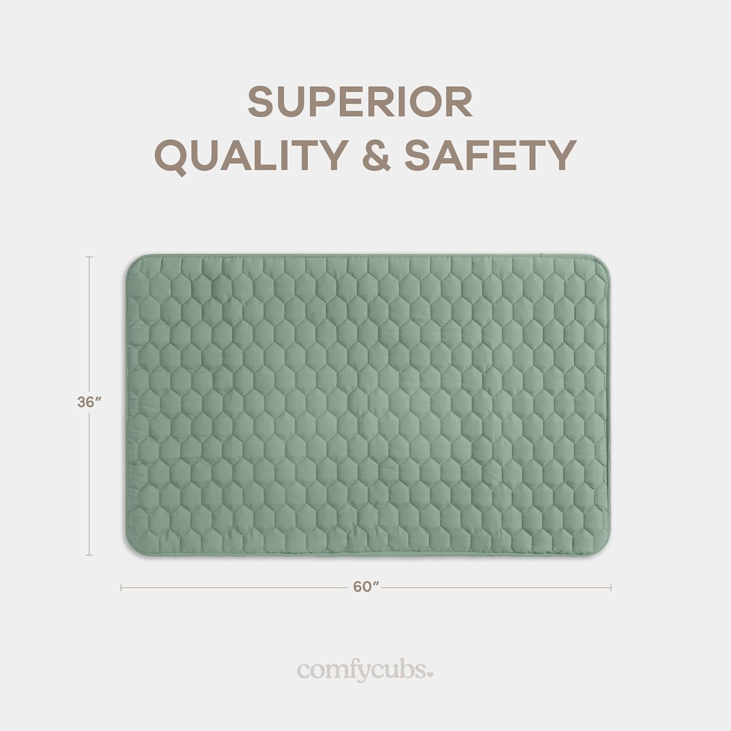 Comfy Cubs Rectangle Kids Play Mat - Small 36 x 60 inches Soft Quilted Baby Floor Mat with Non-Slip