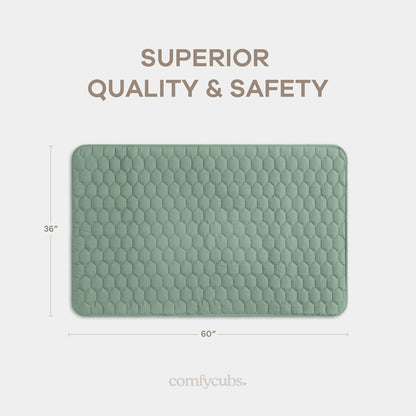Comfy Cubs Rectangle Kids Play Mat - Small 36 x 60 inches Soft Quilted Baby Floor Mat with Non-Slip