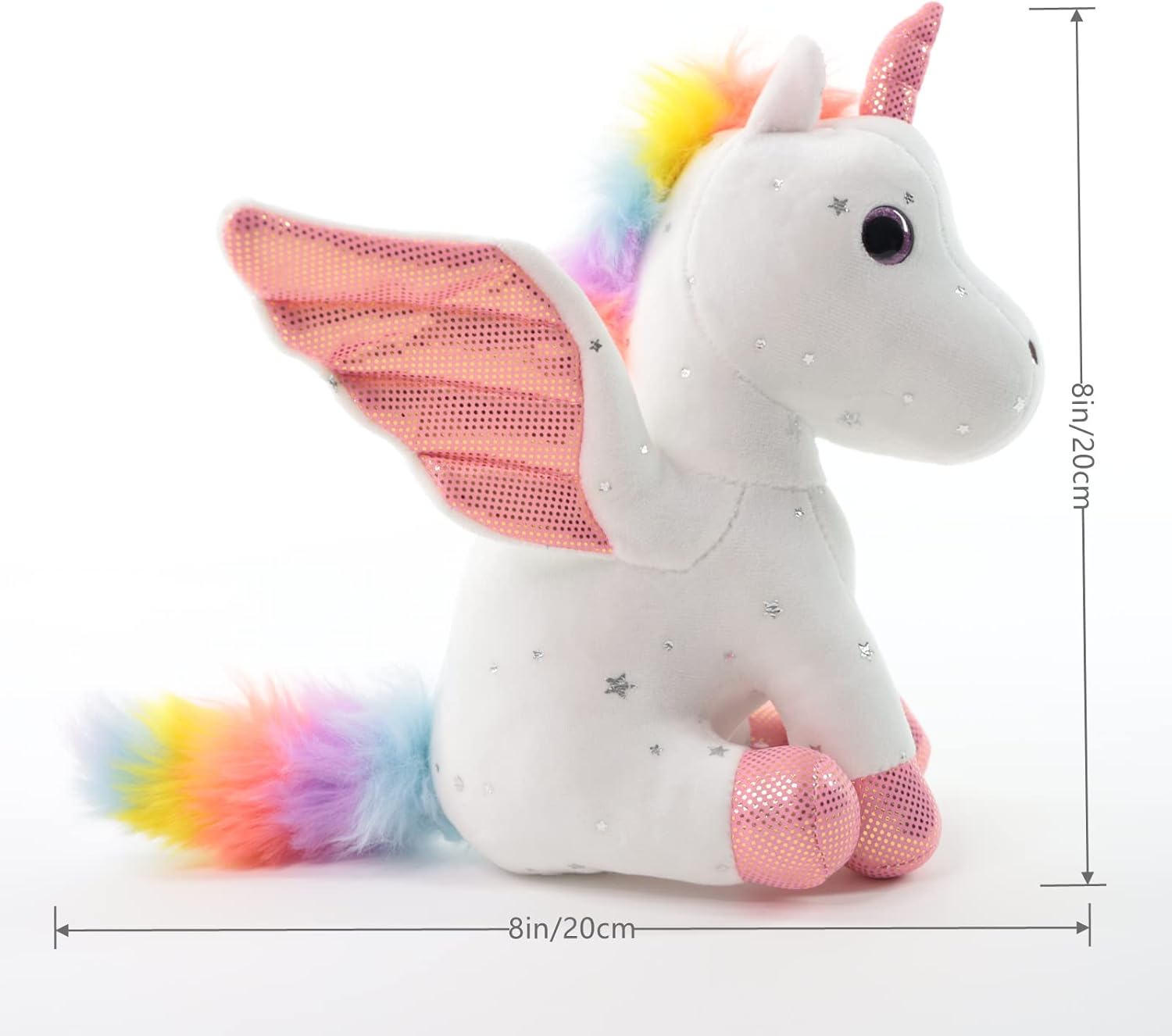 Sew Butiful 8" Unicorn Stuffed Animal - Cute Plush Toy Gift for 3-8 Years Old Girls, Soft Birthday