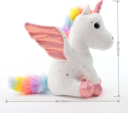 Sew Butiful 8" Unicorn Stuffed Animal - Cute Plush Toy Gift for 3-8 Years Old Girls, Soft Birthday