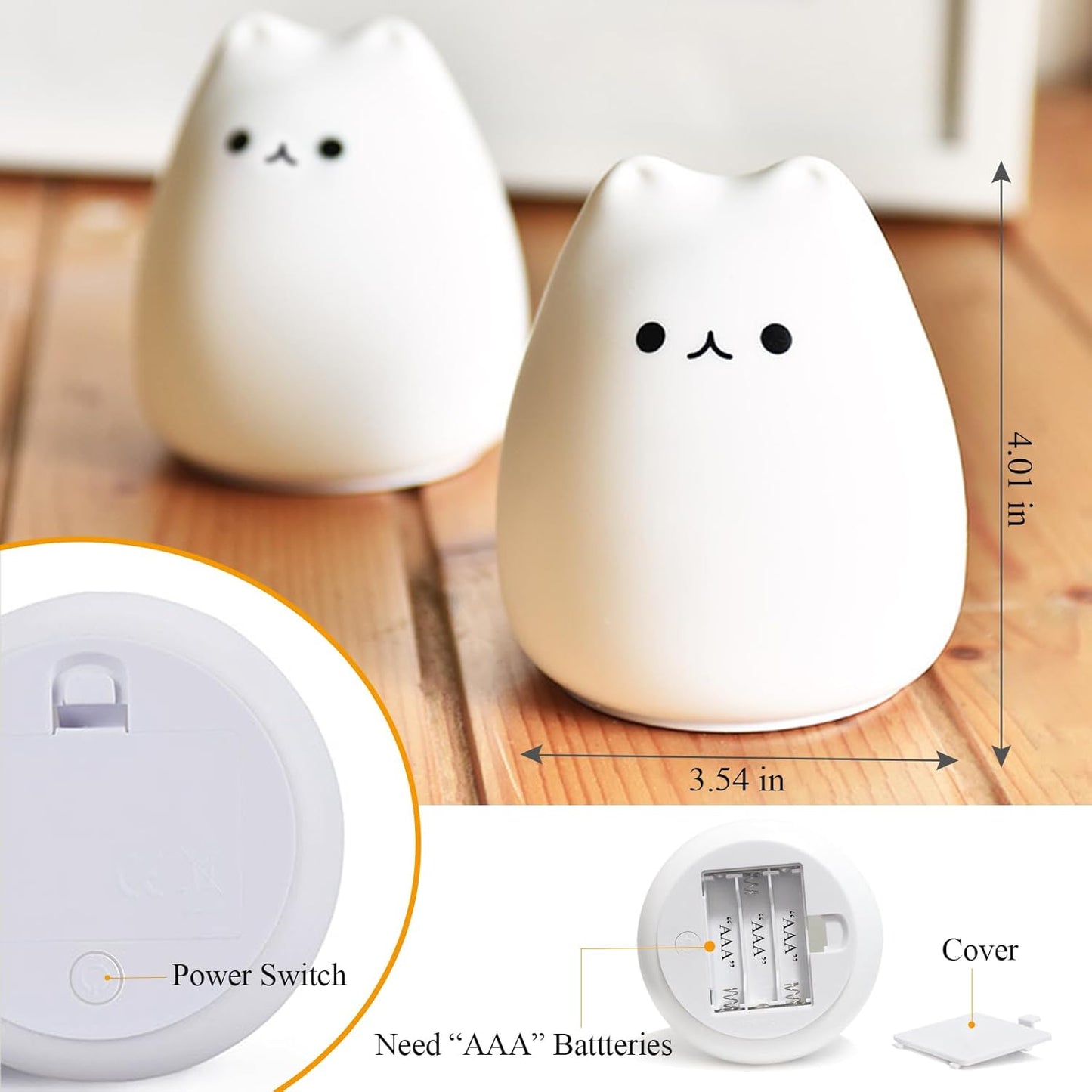 Cute Cat Lamp, Kitty Night Light for Girls Bedroom, Gifts for Women Teen Girls Kids Baby, Kawaii