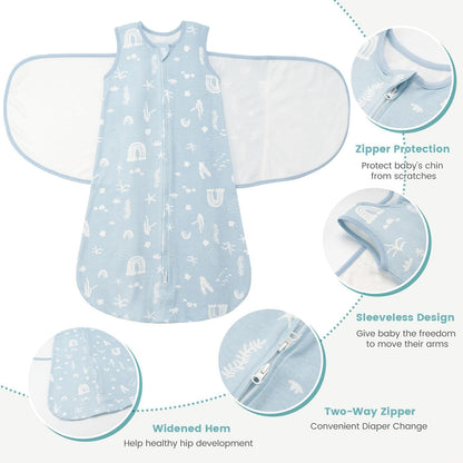 Baby Swaddle Sleep Sack 1.0 Tog 3-in-1 Cotton Baby Swaddle Blanket Wrap for Newborns 0-6 Months