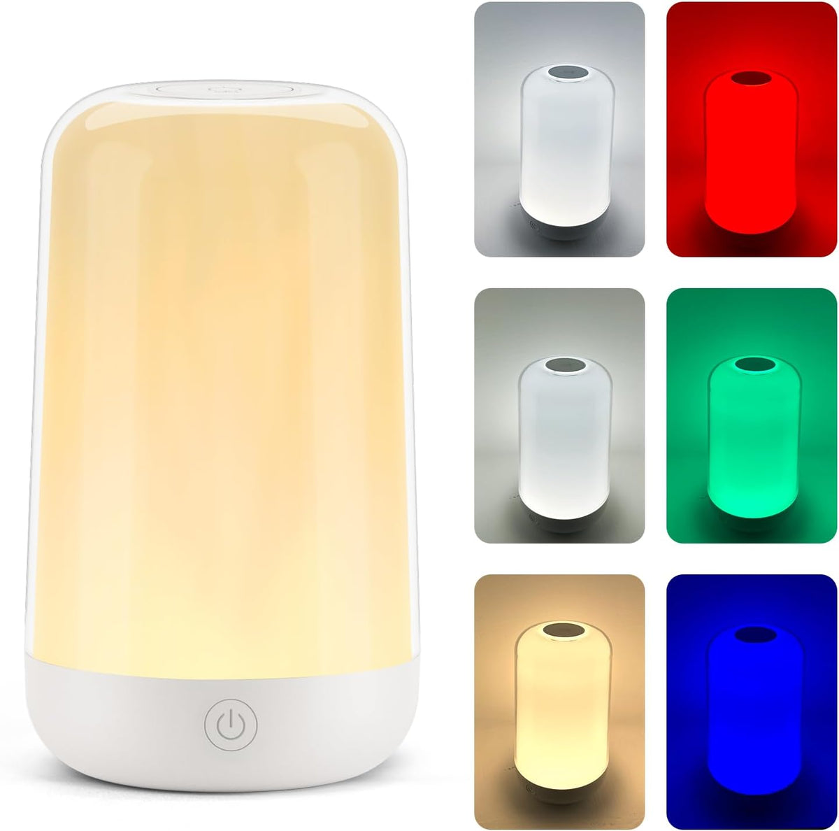 FRIDEKO HOME RGB Touch Bedside Lamp for Nightstand, 3 Color Temperatures Portable Rechargeable