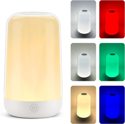FRIDEKO HOME RGB Touch Bedside Lamp for Nightstand, 3 Color Temperatures Portable Rechargeable