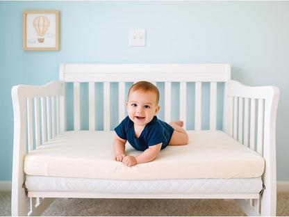 Organic Cotton Crib Mattress Protector - Water Resistant Fitted Sheet Liner Pad, Skin Friendly