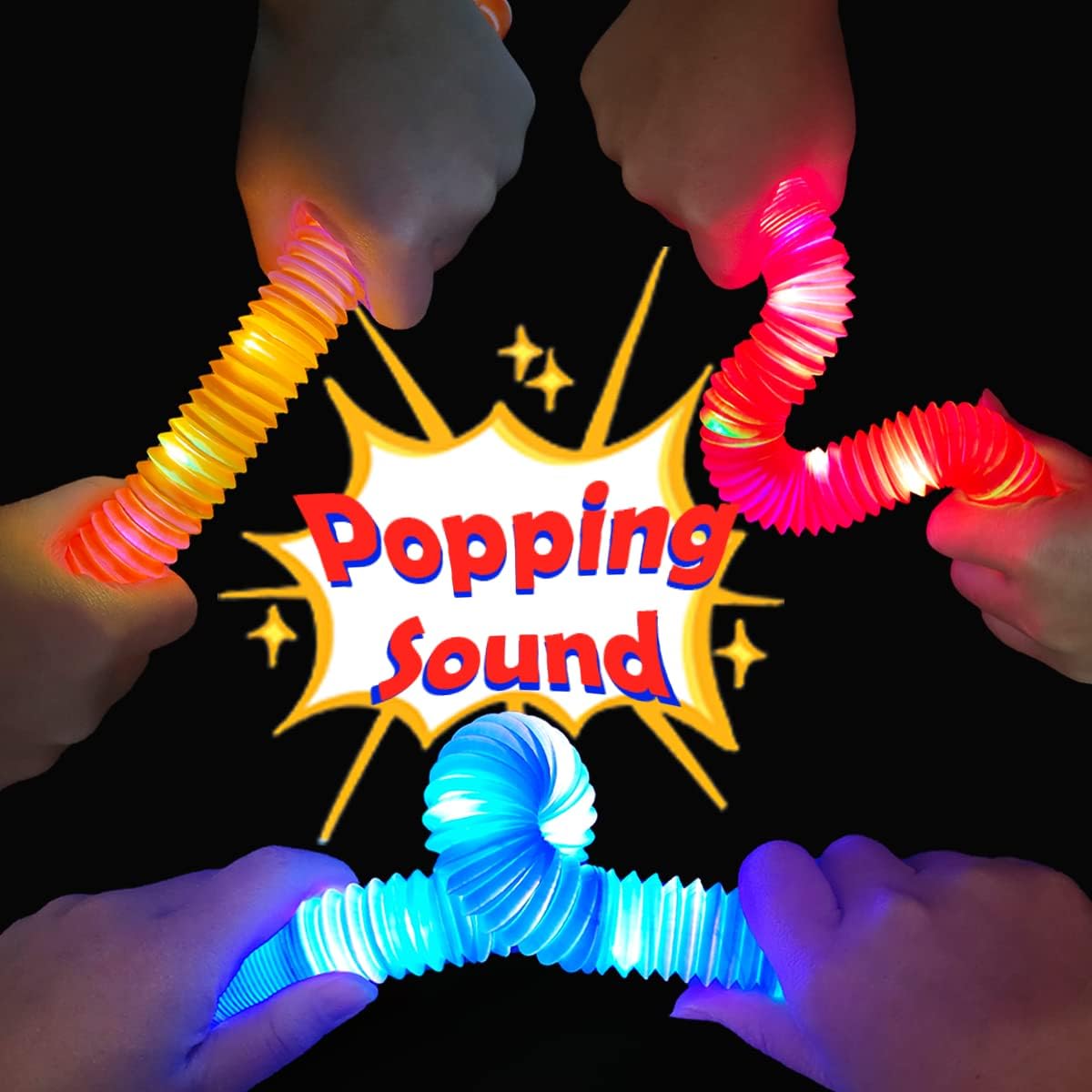 Light Up Pop Tubes for Kids 6 PCS, Halloween Glow Sticks Party Favors for Toddlers, Neon LED