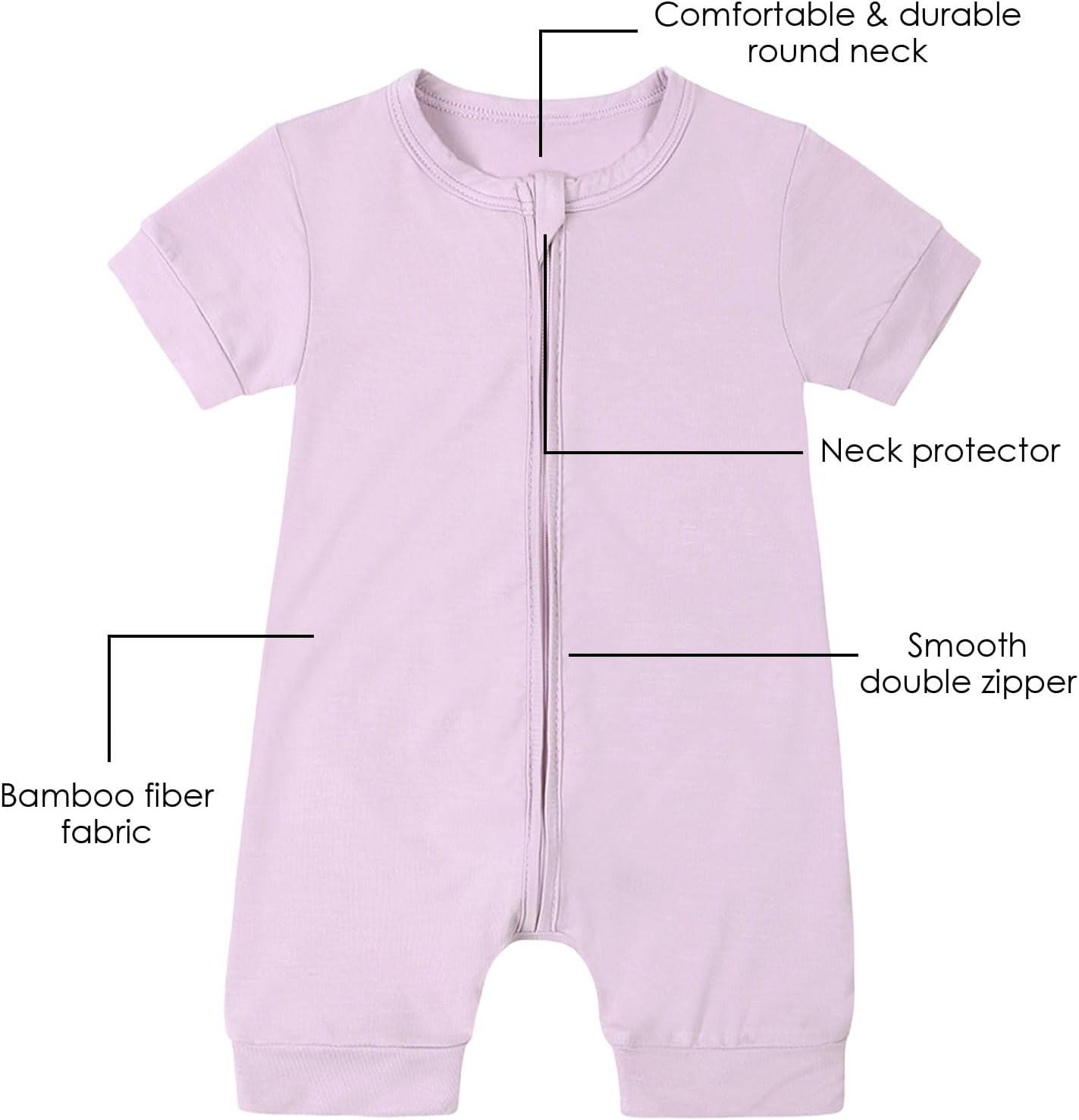 OPAWO Bamboo Baby Pajamas 3 Pack, Double Zipper Bamboo Sleepers for Baby Boy Girl Romper, Toddler